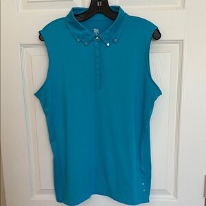 TAIL Sleeveless Teal Polo Top